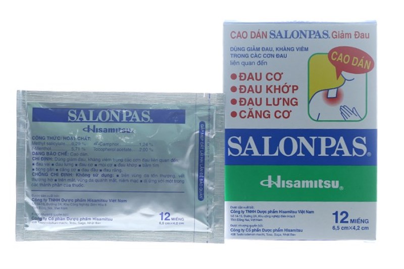 Cao dán SALONPAS giảm đau, kháng viêm hộp 12 miếng