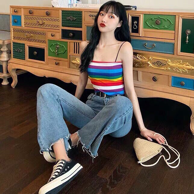 ÁO 2 DÂY 7 SẮC CẦU VỒNG,FREESHIP,Misol Boutiques
