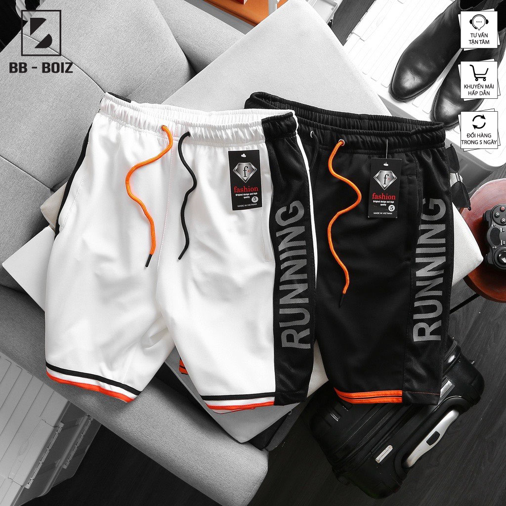BIGSIZE - Quần short thun nam thời trang bigsize màu đen (90 - 140kg) - Running