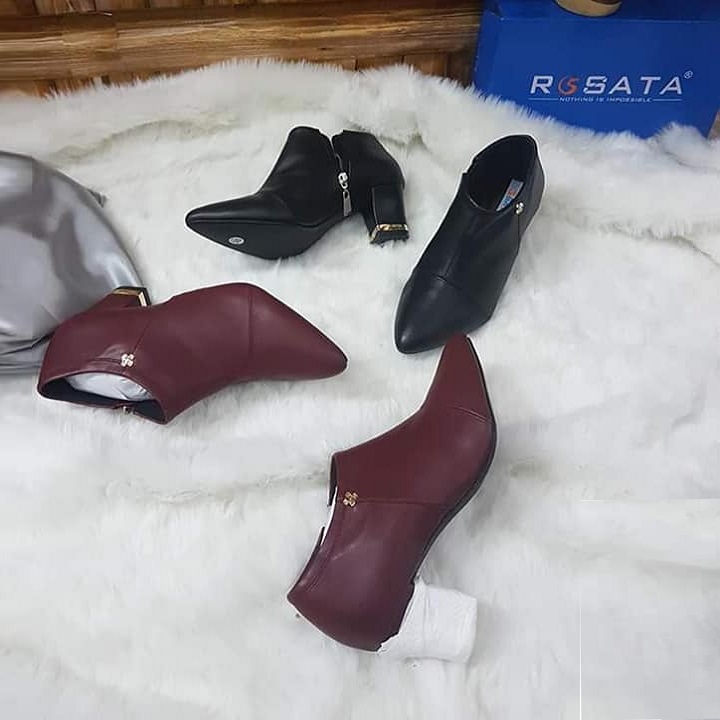 Giày boot bốt nữ cổ thấp 5 phân màu đen đỏ hàng hiệu rosata ro178