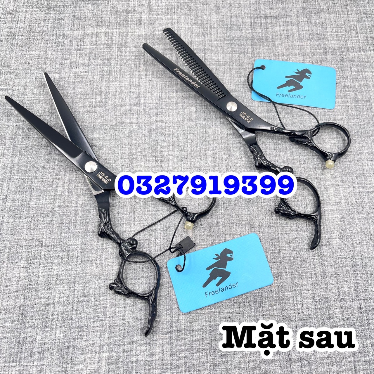 Freelander Kéo Cắt Tóc Nhật 6.0 Inch Fld Rồng Đen Thép S440C Độ Cứng Trên 62HRC Kèm Bao Da Chất Lượng Cao