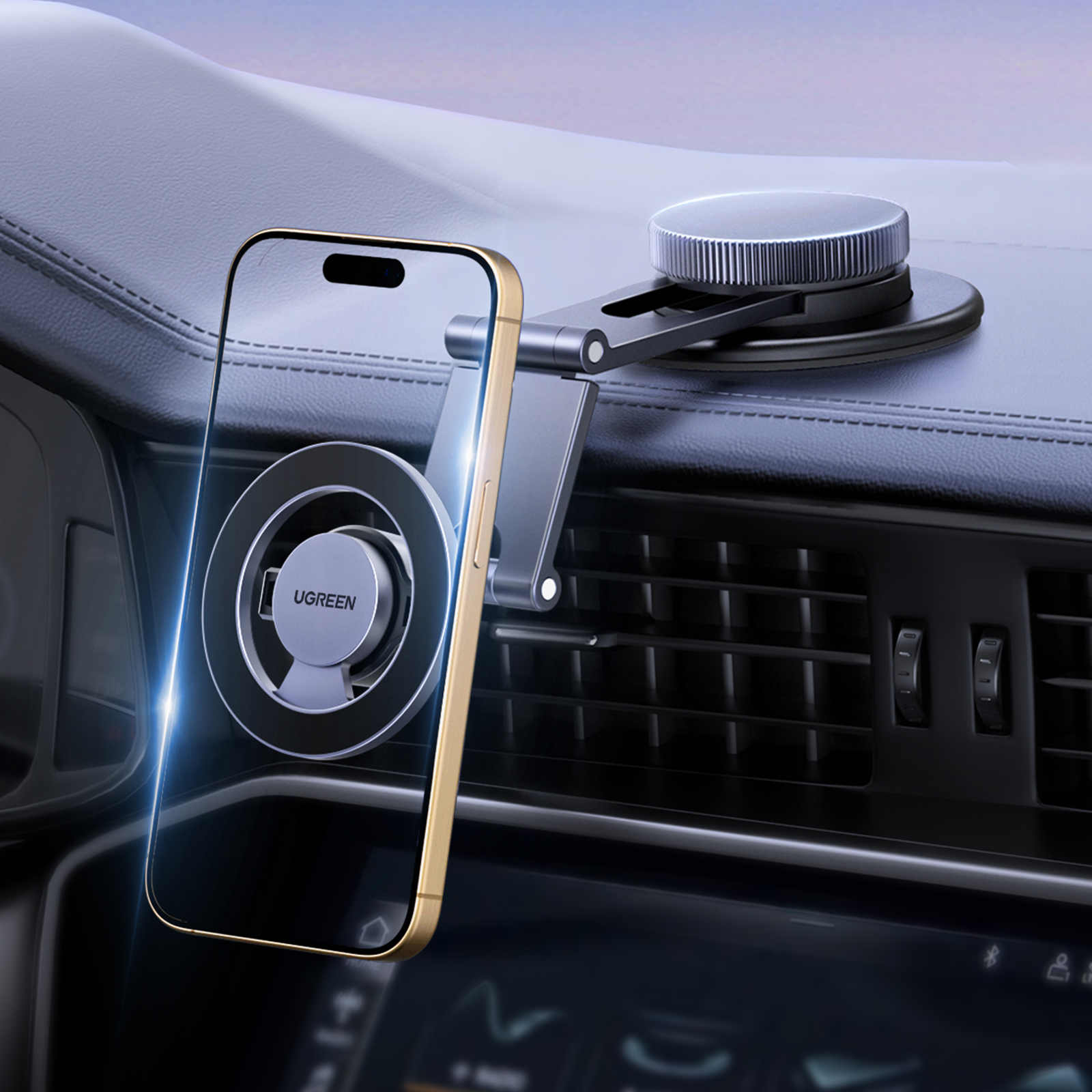 UGREEN Car Phone Mount Cellphone Holder for Car Windscreen Mobile Dashboard Mount Gravity Suction Cup Sticky Cradle Long Arm Clamp Stand Model：20473