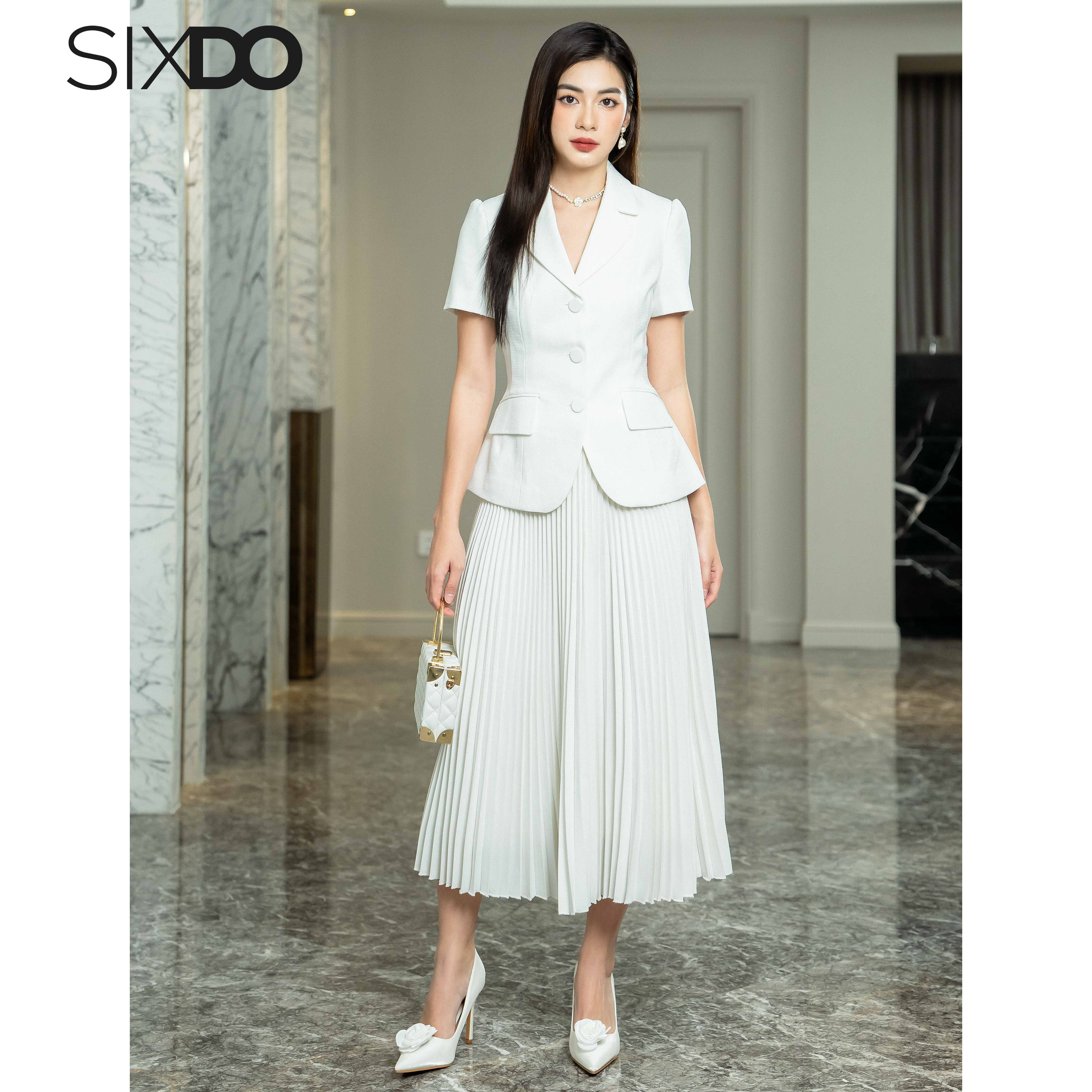 Áo Vest nữ phối túi SIXDO (Notch Lapel Collars Vest)