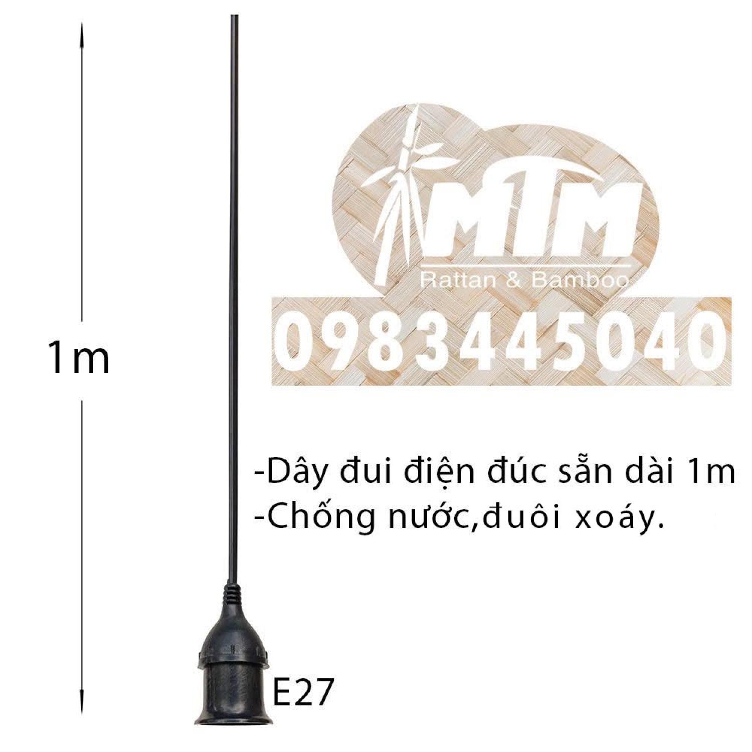 Dây đui đèn đúc E27 -  đuôi xoáy, chống nước