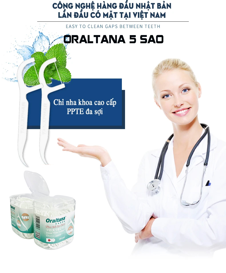 Tăm chỉ nha khoa Oraltana 5 sao lọ 100 cái, tăm kẽ răng, tăm chỉ xỉa răng nha khoa, chỉ tăm nha khoa xuất Nhật, tăm nhựa nha khoa, tăm chỉ tơ nha khoa, tăm xỉa răng chỉ nha khoa - Guty Care