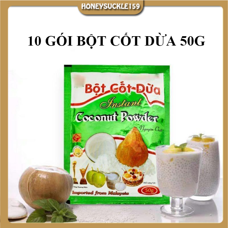 10 gói bột cốt dừa nguên chất 50g