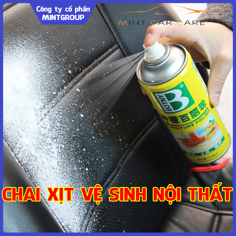 Chai xịt bọt vệ sinh nội thất đa năng làm sạch đồ da, bảo dưỡng da ghế xe hơi, ô tô, xe tải, xe khách, ghế văn phòng, sofa da, Botny B-1126 dung tích 450ml