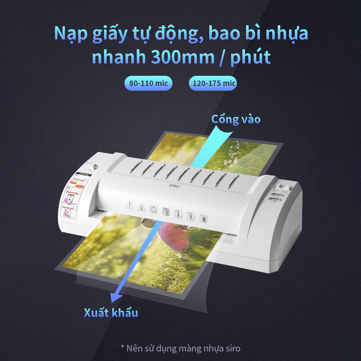 Deli E3893-EU Professional Plastic Laminator - Authentic, A4/A5/B5 Sizes, Safe and Easy to Use, Ideal for Laminating Photos, Posters, Office Documents, Fast Laminating Speed, High-Quality Laminating, Compact Design, 1-to-1 Replacement Warranty for 12M