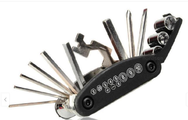 Bộ công cụ sửa chữa xe đạp vạn năng 16 loại đeo lưng.