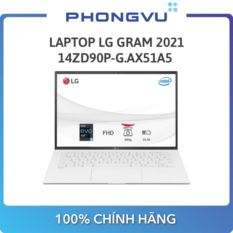 Laptop LG Gram 2021 14ZD90P-G.AX51A5 ( 14 WUXGA/i5-1135G7/8GB/256GB SSD/Free DOS/1kg) (Trắng) - Bảo hành 12 tháng