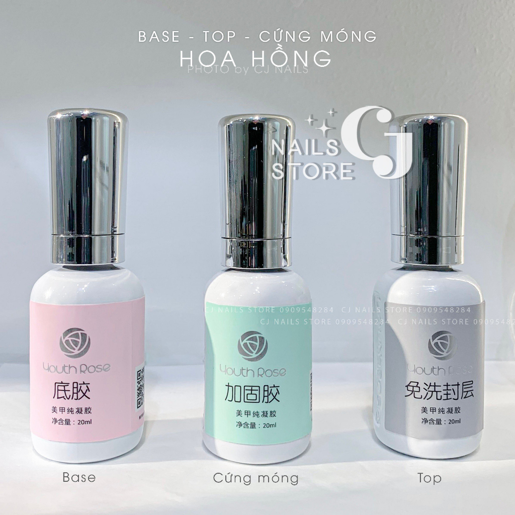 {CJ Nails Store} Cứng móng hoa hồng chai lơn (20ml)