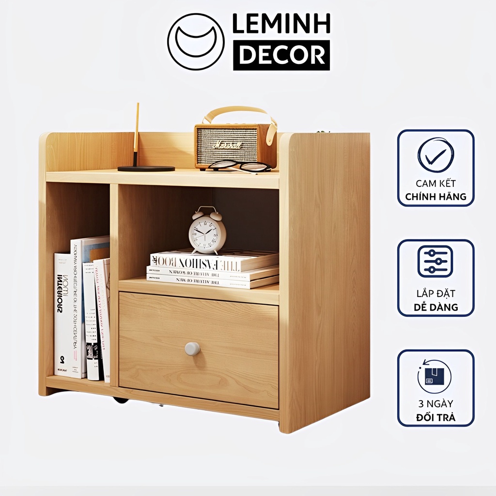 Tủ đầu giường mini, kệ đầu giường bằng gỗ có ngăn kéo mini, tap đầu giường