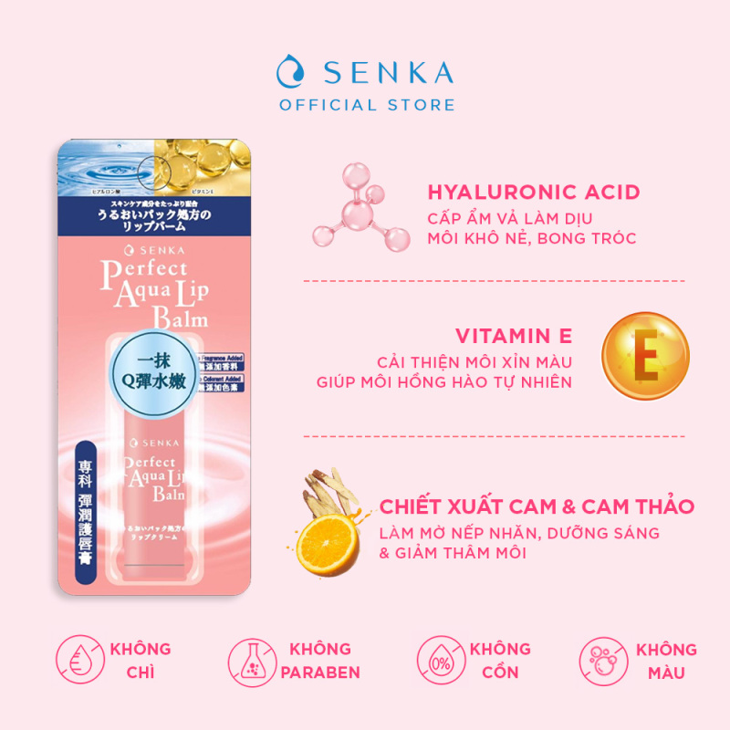 Son dưỡng môi cấp ẩm Senka Perfect Aqua Lip Balm 4.5g nhập khẩu