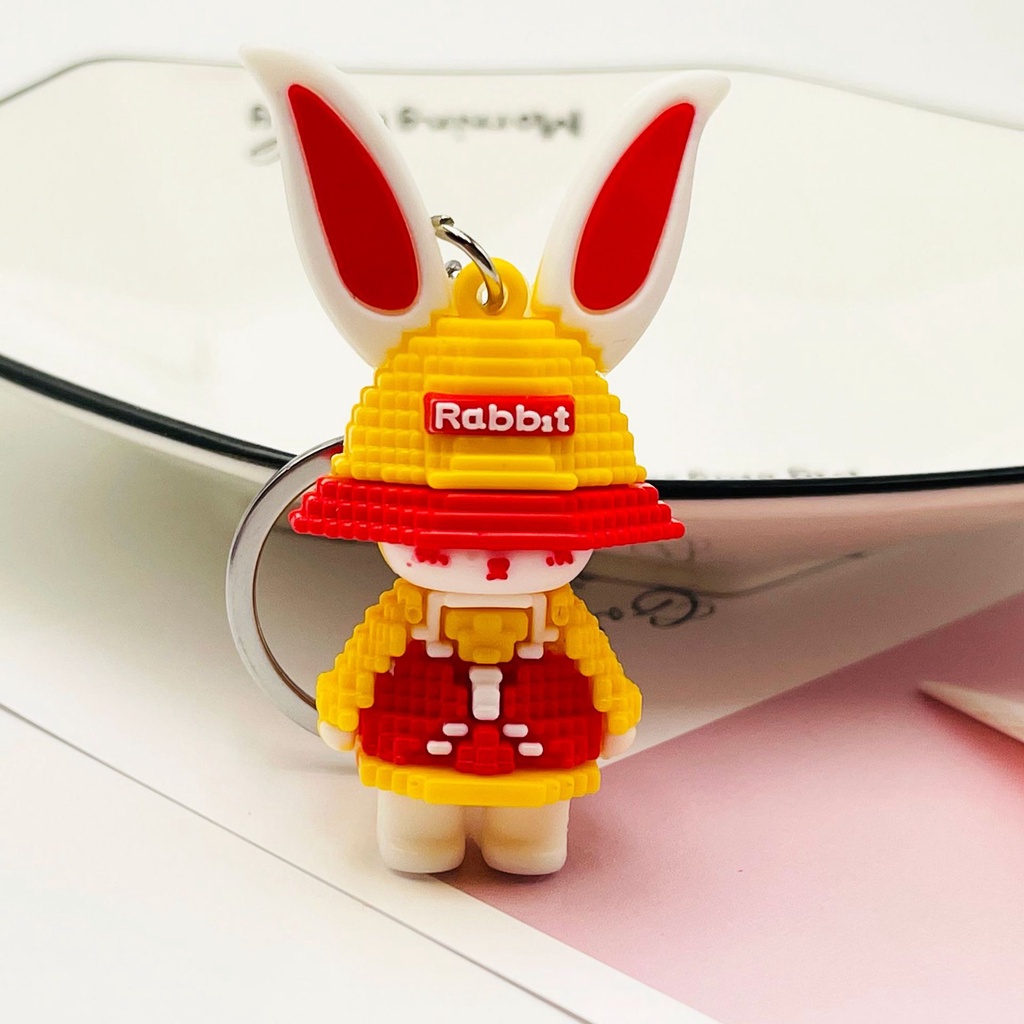 Móc khóa thỏ đội nón lego