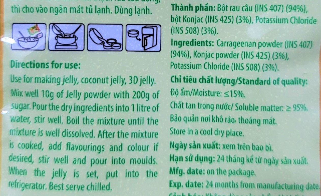 [Gói 10g – DẺO] BỘT RAU CÂU DẺO [VN] ROVIN Jelly Powder (halal)