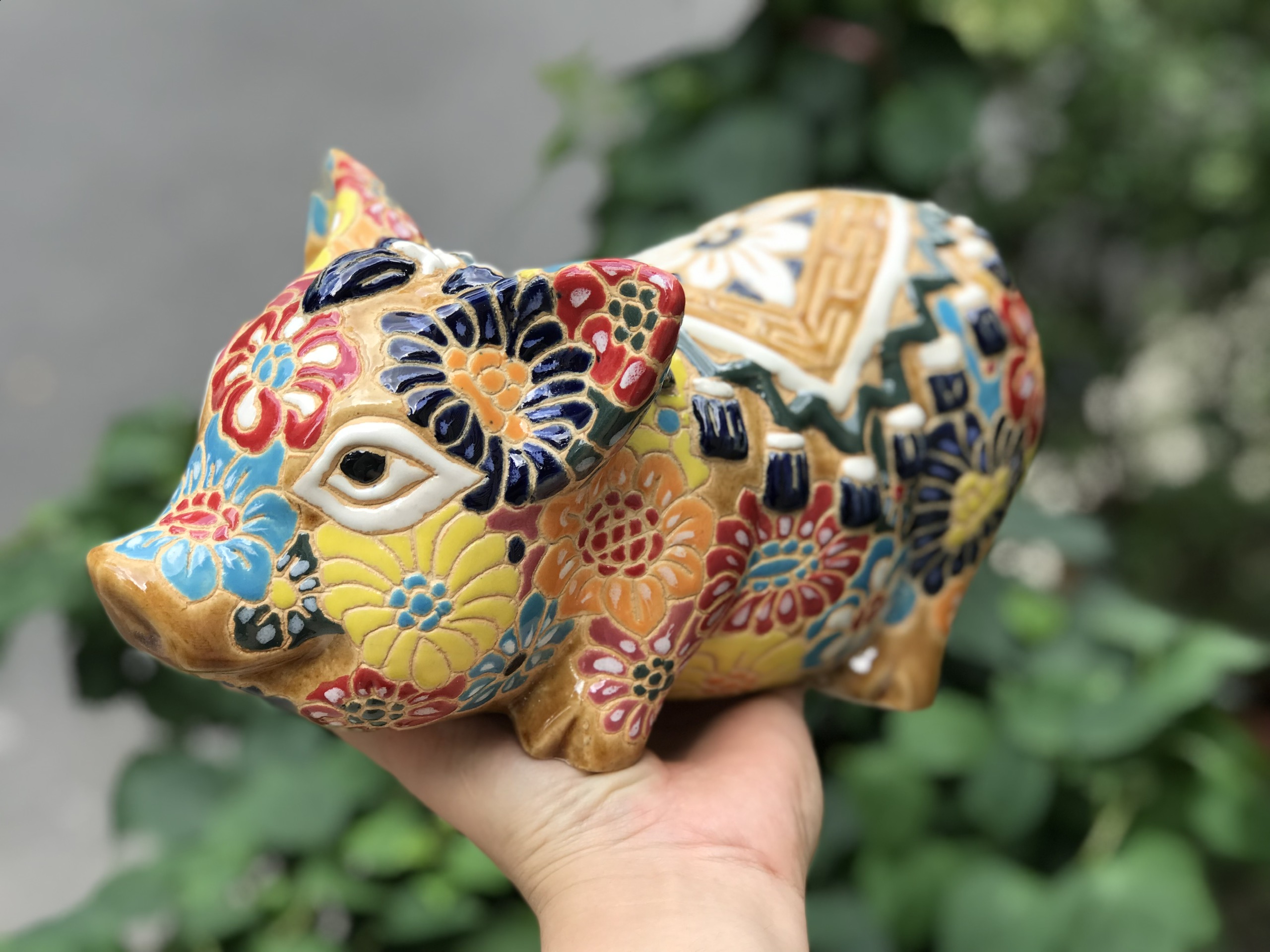 heo bách hoa gốm sứ thủ công trang trí