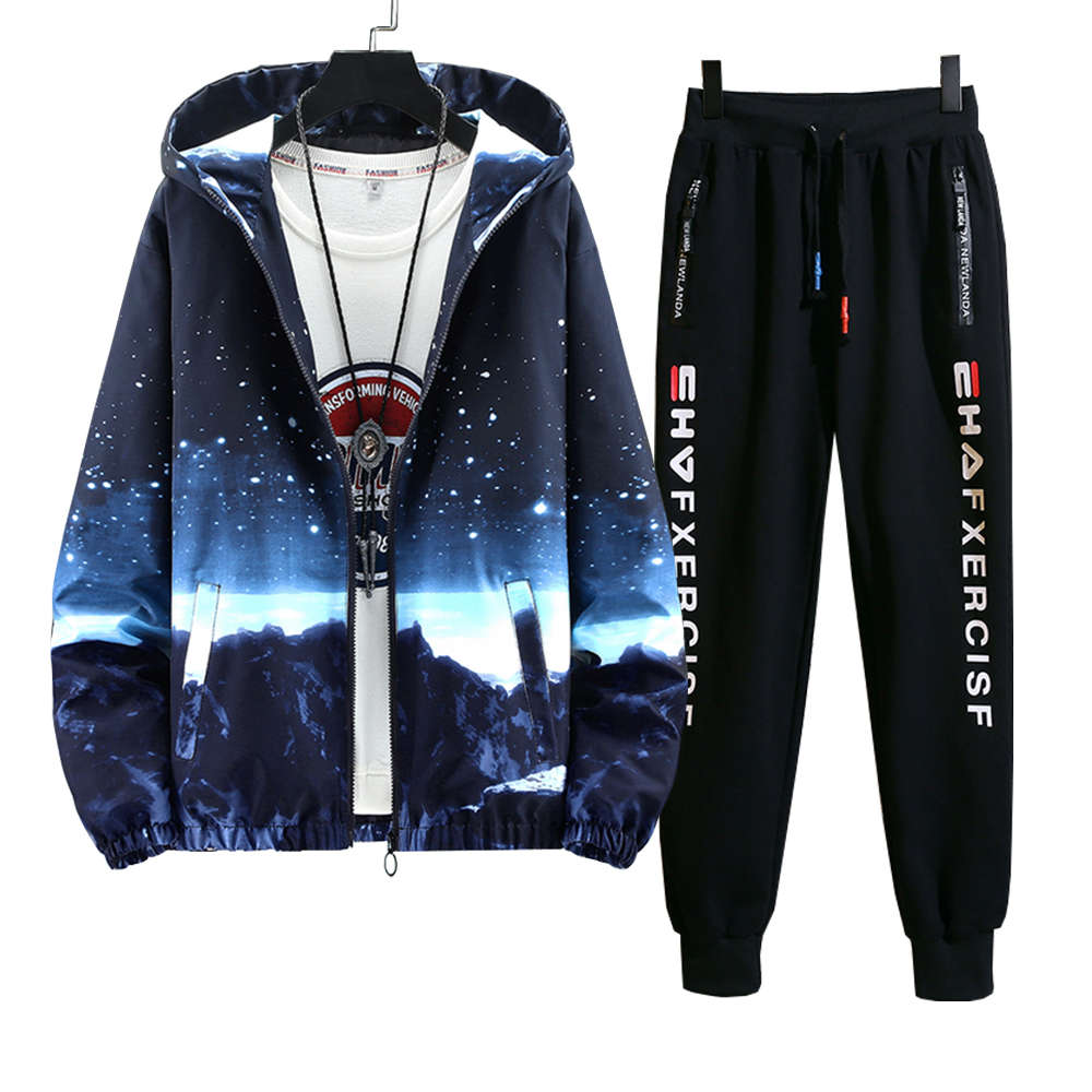 Bộ Đồ Thu Đông Nam Áo Khoác Nhẹ In Hình Phong Cảnh Trời Đêm Độc Đáo Có Mũ Trùm Đầu Kết Hợp Quần Jogger Bo Gấu Hàn Quốc Hot Trend 2024 Thời Trang FASHION4MEN SET NAM 90000131C