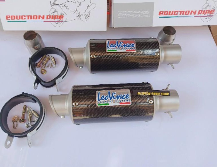 Lon pô leovince ngắn carbon có luôn vòng +lò xo hàng giống hình