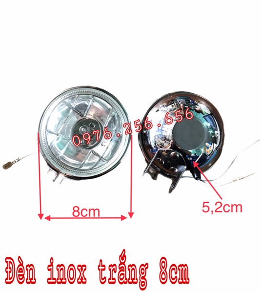 bộ 2 Đèn inox Trắng 8cm phá sương đèn gầm đèn led bar đèn trợ sáng