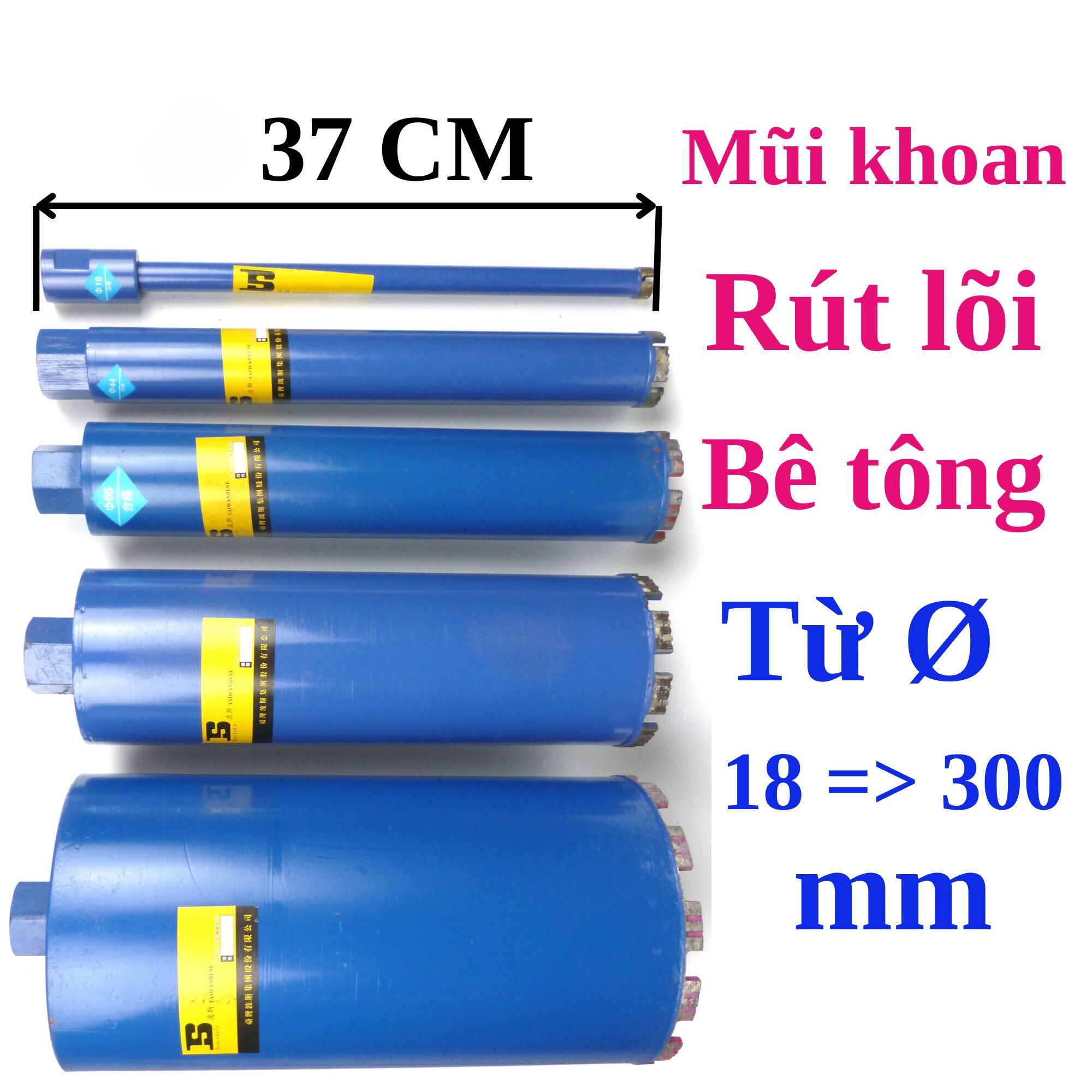 Mũi khoan rút lõi bê tông từ ø 18mm => ø 300mm