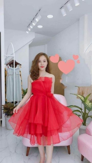 Đầm lưới cúp ngực kết bông