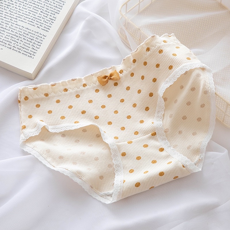 Quần lót nữ sexy ❤️ quần lót cotton trà sữa chấm bi ngang eo mềm mại co dãn thoáng khí 2116