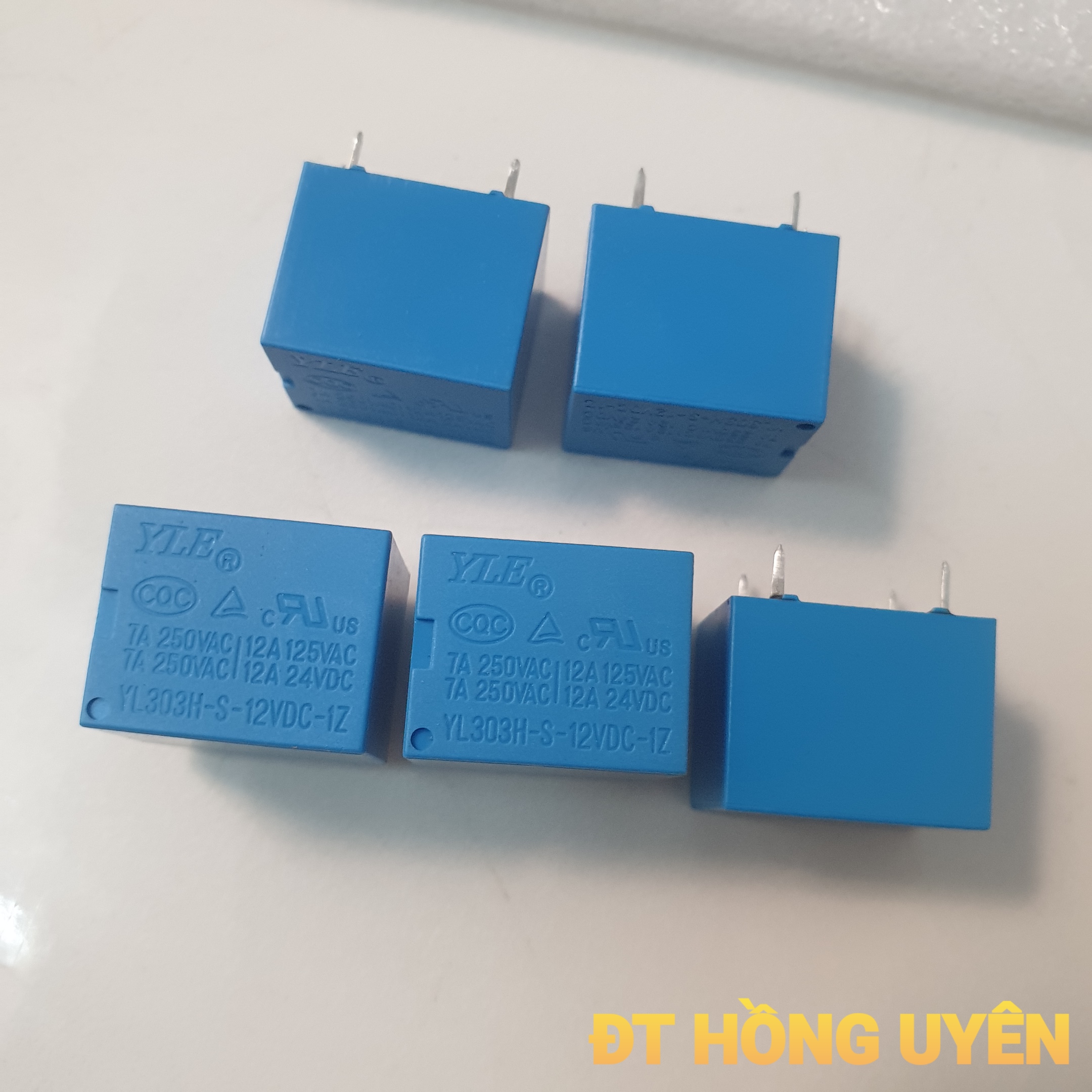 (Bộ 5 cái) Rơ le 12v.  Relay 12V-250V 5 chân 12A (Role loại Tốt). Role 12v-12A, 250V-7A
