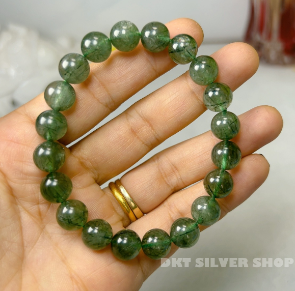 Vòng tay thạch anh tóc Đỏ -Xanh-Vàng- Đen đủ size mang bình an thịnh vượng