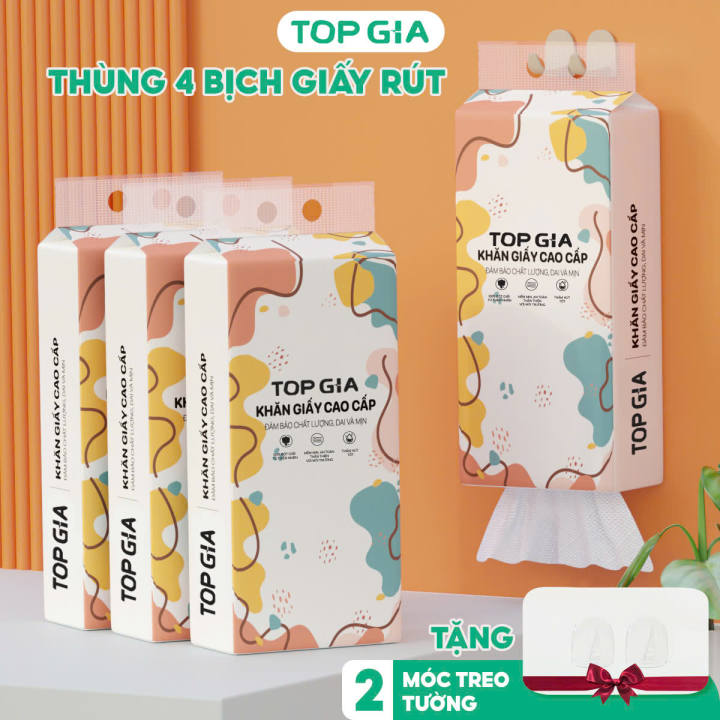 Giấy vệ sinh treo tường Top Gia thùng 4 bịch, thùng 6 bịch