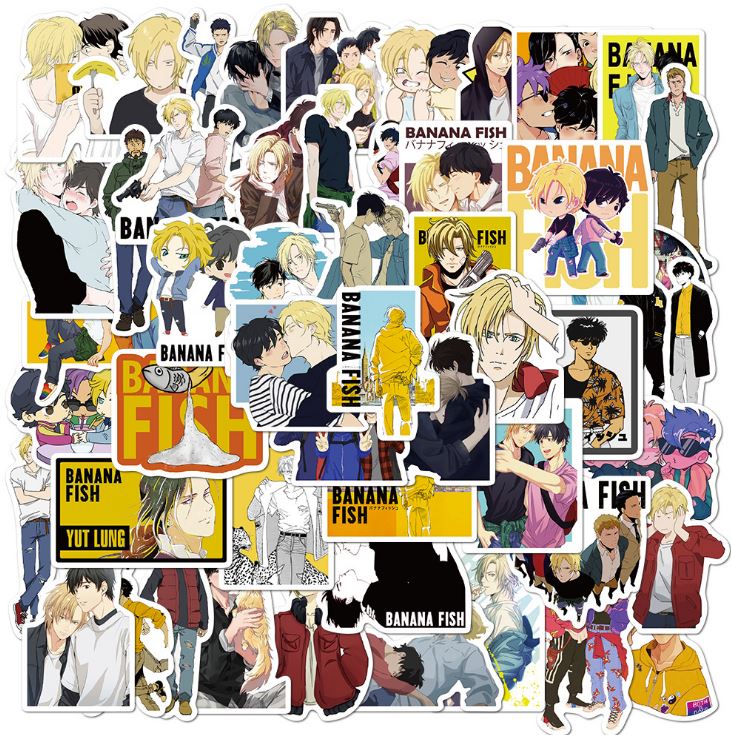 Sticker ANIME BANANA FISH nhựa PVC không thấm nước, dán nón bảo hiểm, laptop, điện thoại, Vali, xe, Cực COOL #141