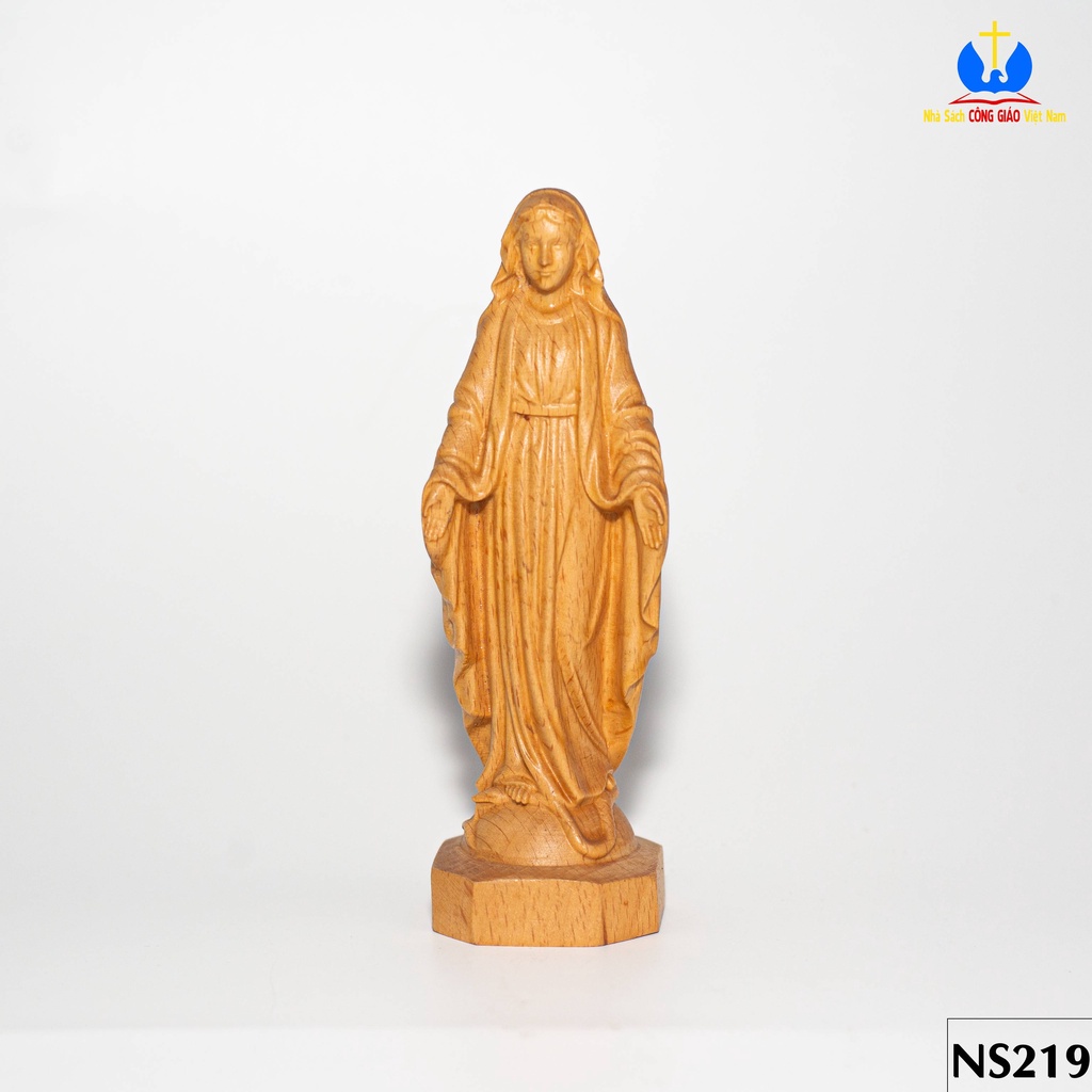 Tượng gỗ đức mẹ ban ơn để oto, để bàn học ns219 quà tặng công giáo, giáng sinh