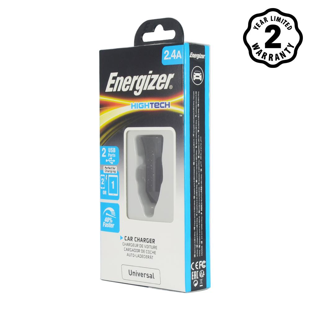 Sạc ô-tô Energizer 2.4A 2USB màu đen - DCA2BHBK3