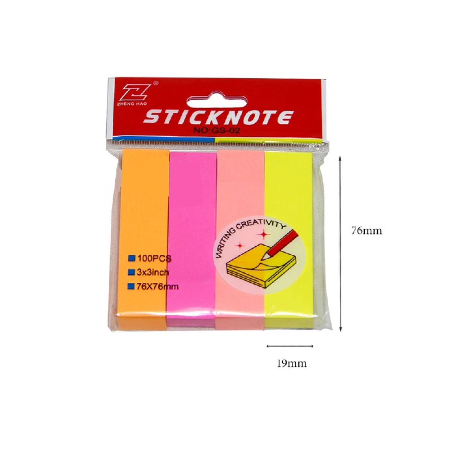 Giấy note dạ quang 4 màu no.gs-02