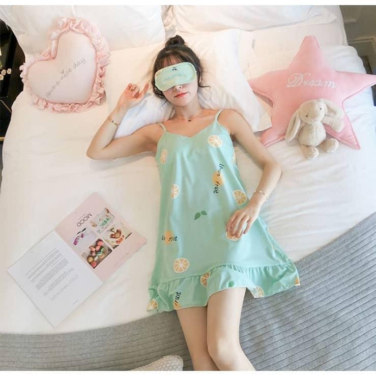 Váy Mặc Nhà/Đi Ngủ Có Lót Bra Kèm Bịt Mắt