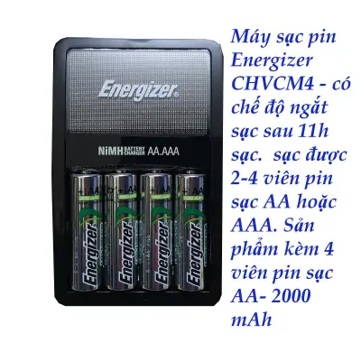 Bộ máy Sạc Pin AA- AAA kèm 4 viên pin sạc AA 2000 mAh ENERGIZER ( CHVCM4 )