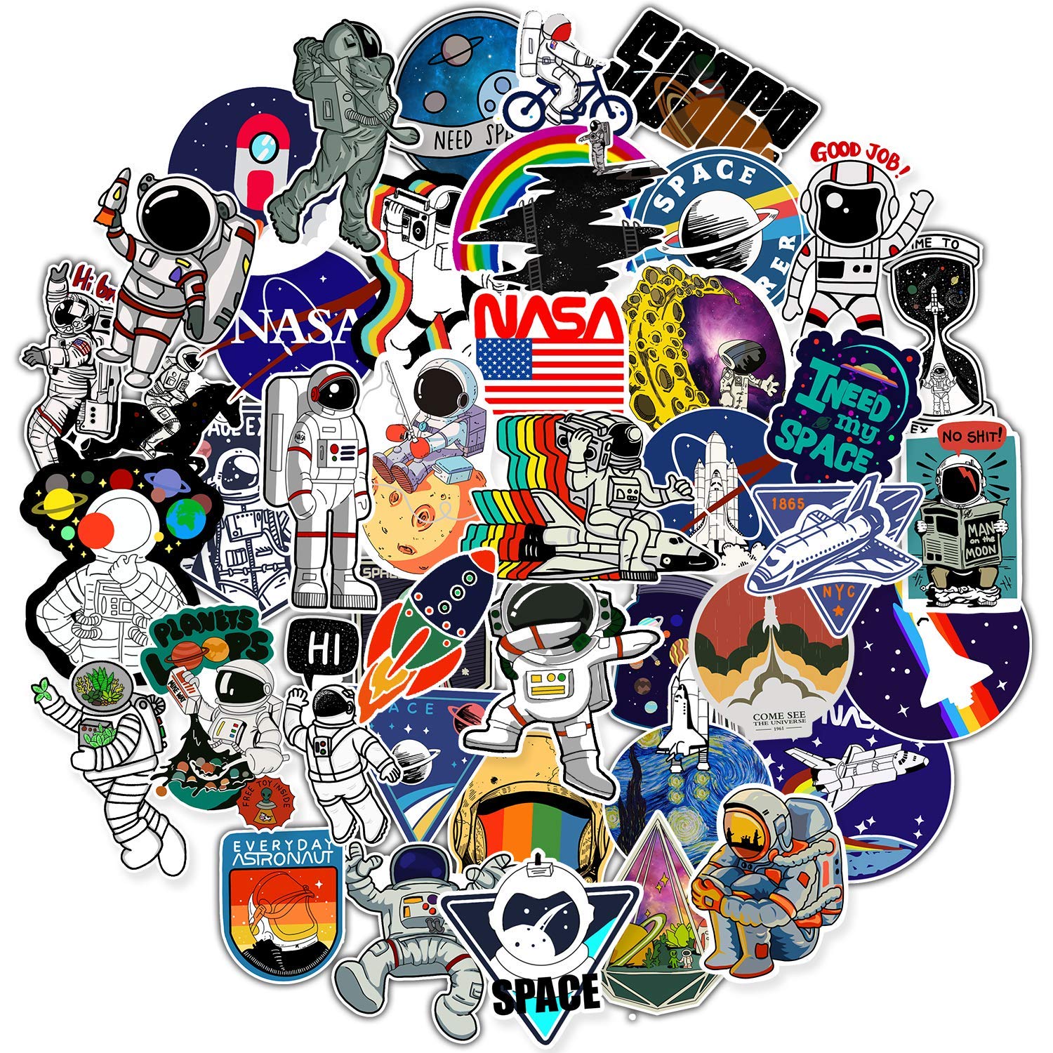 Set 30-80 Sticker NASA ảnh decal hình dán ép lụa