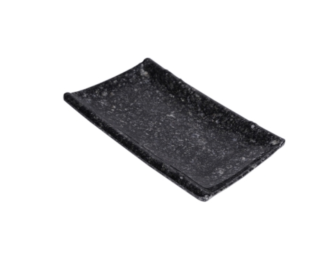 Dĩa Nhựa Melamine Vân Đá Kem/Đen (DCN57)
