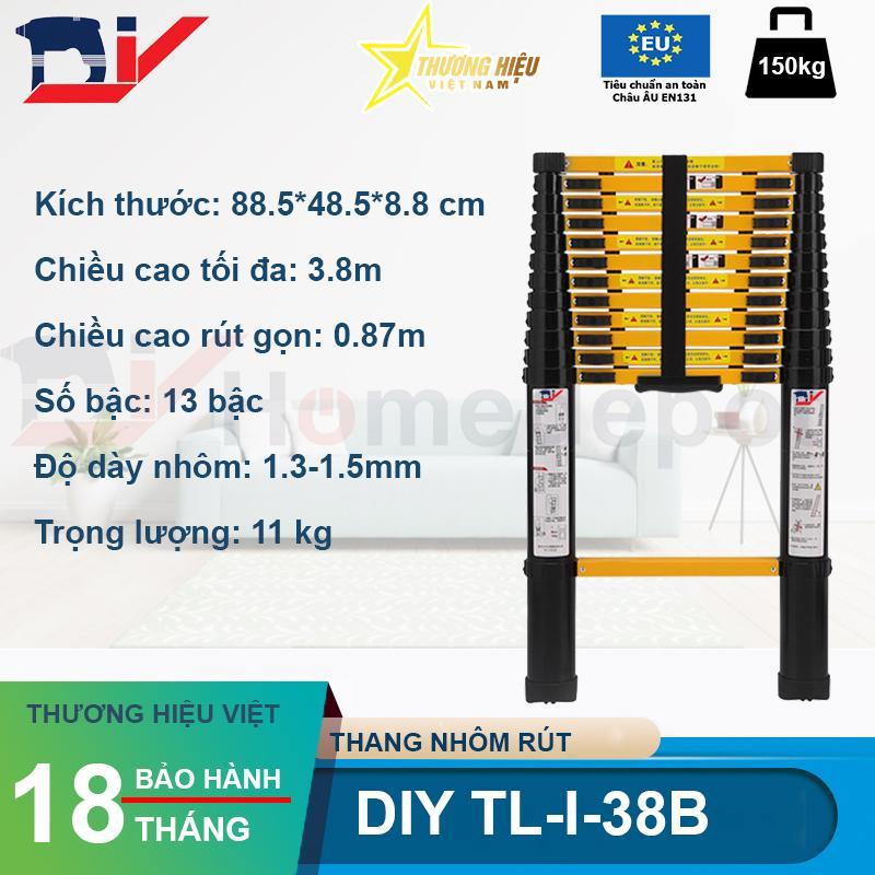 Thang nhôm rút đơn 3.8m DIY TL-I-38B (Mới)
