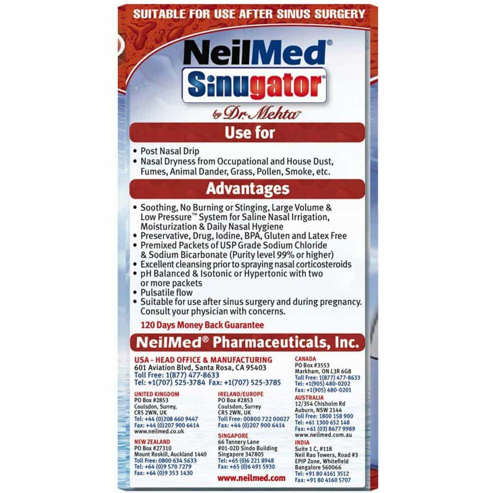 Máy xịt rửa mũi NeilMed Sinugator kèm 30 gói muối