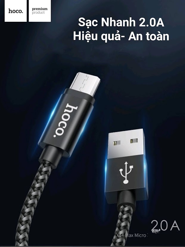 Cáp Sạc Nhanh Dây Dù Micro USB Hoco X14 1 Mét