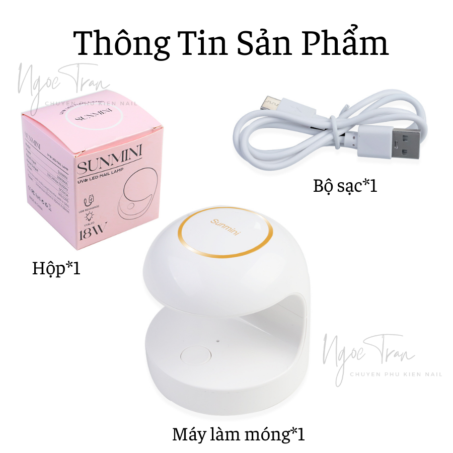 Máy hơ móng tay sunmini 18w | đèn hơ 1 ngón gel led uv mini | dùng nối móng tạo hình gel dễ dàng