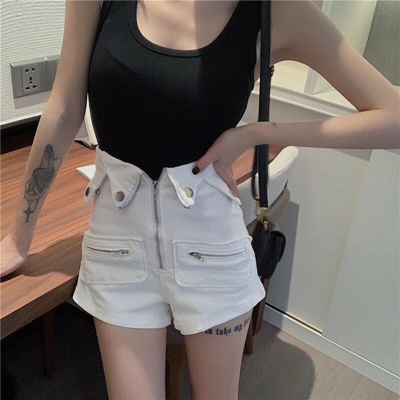 Quần short kaki hot trend mới phối túi hai dây kéo phá cách ttkxa0021