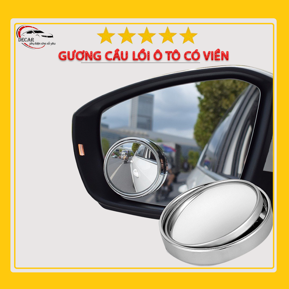 [1 CẶP] Gương cầu lồi ô tô 360 độ gắn kính chiếu hậu, hỗ trợ tầm nhìn góc rộng, có thể xoay 360 độ dùng cho xe hơi bộ 2 gương cầu lồi xoá điểm mù có viền bao - gương cầu 360 độ gắn ô tô xe máy
