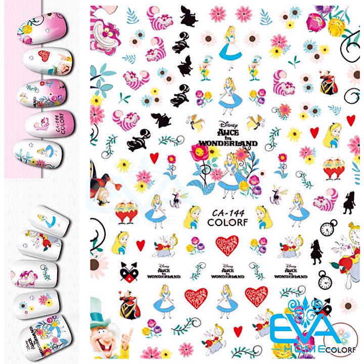 [HCM]Miếng Dán Móng Tay 3D Nail Sticker Tráng Trí Hoạ Tiết Hoạt Hình Alice In Wonderland CA144