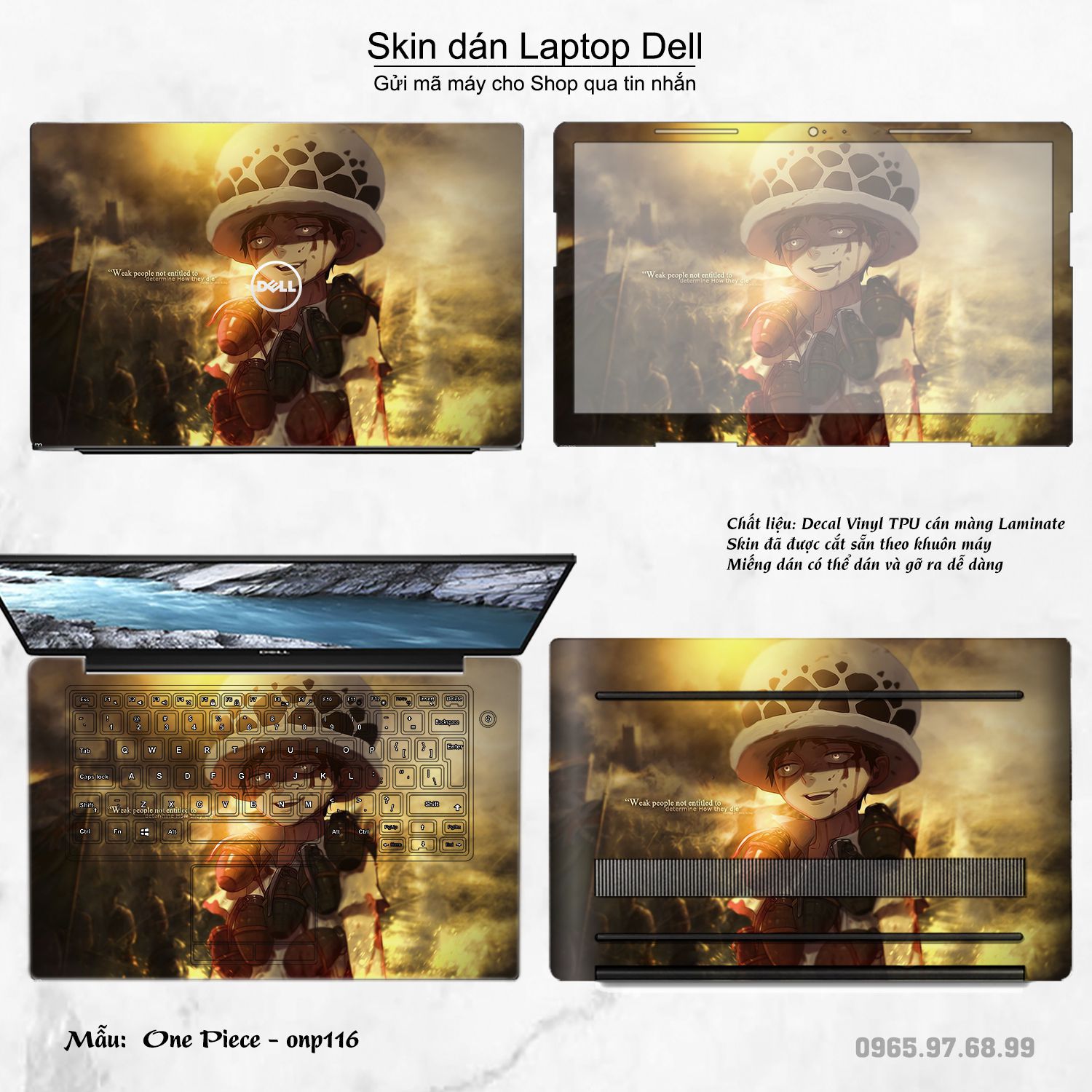 Decal Skin dán Laptop Dell mẫu One Piece