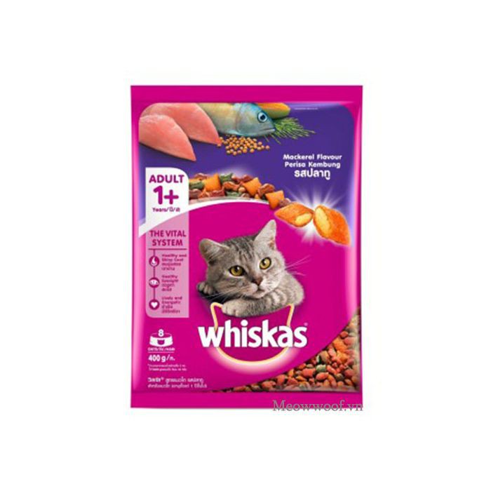 Thức ăn hạt khô mèo lớn whiskas 400g