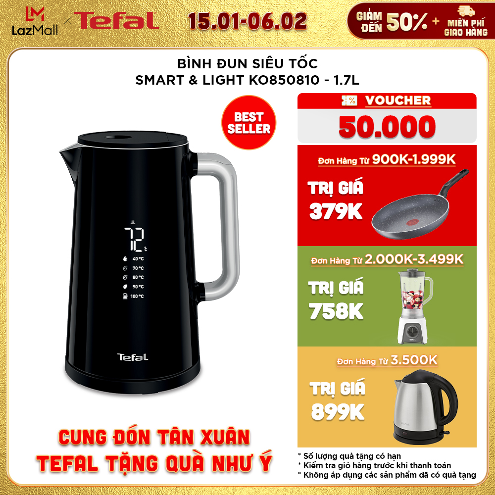 Bình đun siêu tốc Tefal Smart & Light KO850810 – 1800W, 1.7L – Hàng Chính Hãng