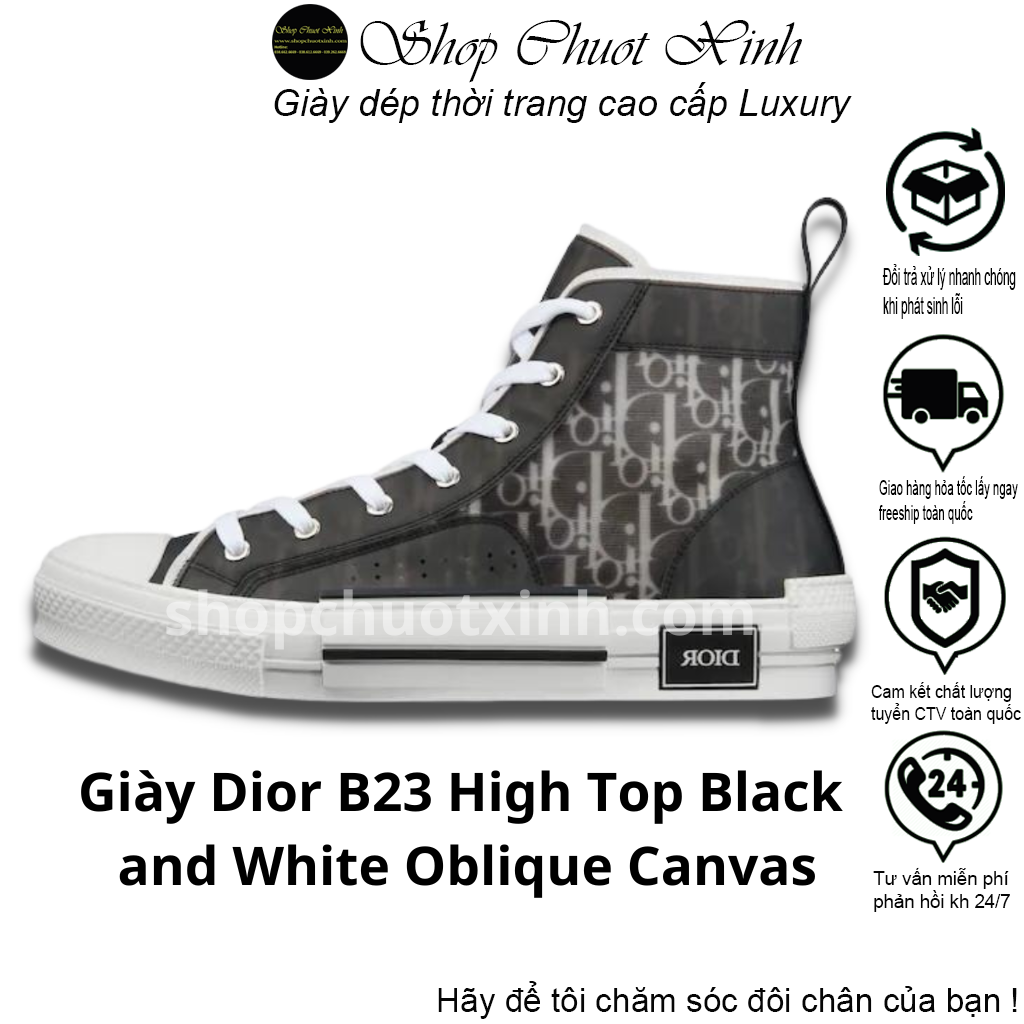 DS Dior B23 HighTop Sneaker Black And White Oblique Canvas Mens US sz 13  EU 46  eBay