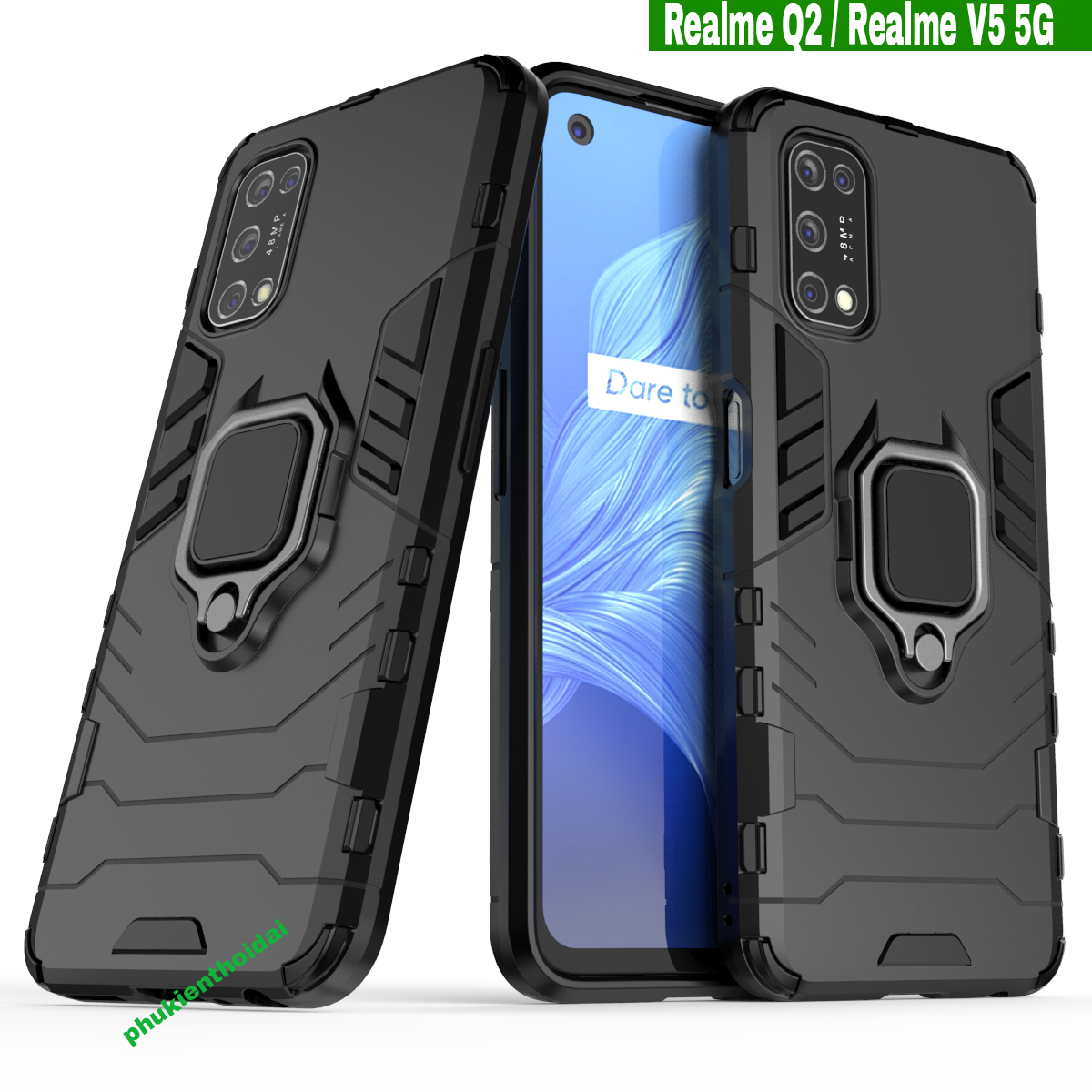 Ốp lưng Oppo Realme Q2 / Realme V5 dùng chung Iron Man Iring chống sốc giá đỡ xem phim