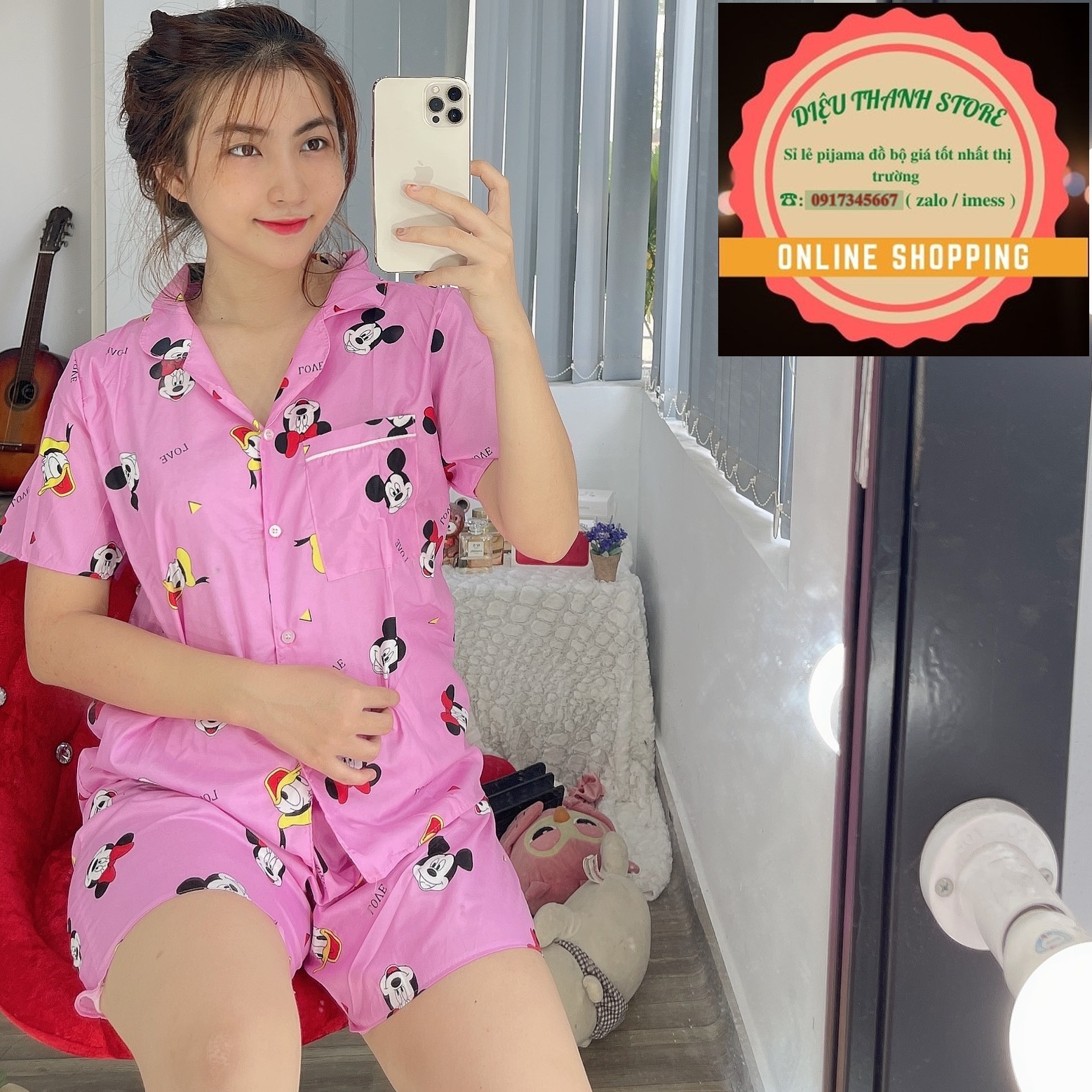 [100K 3 BỘ MICKEY ĐẸP] ĐỒ BỘ KATE NGẮN MICKEY form từ 49kg đến 60kg